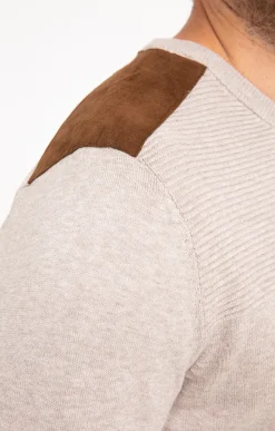 Pulls & Gilets<Armand Thiery Pull uni empiècement suèdine - Beige