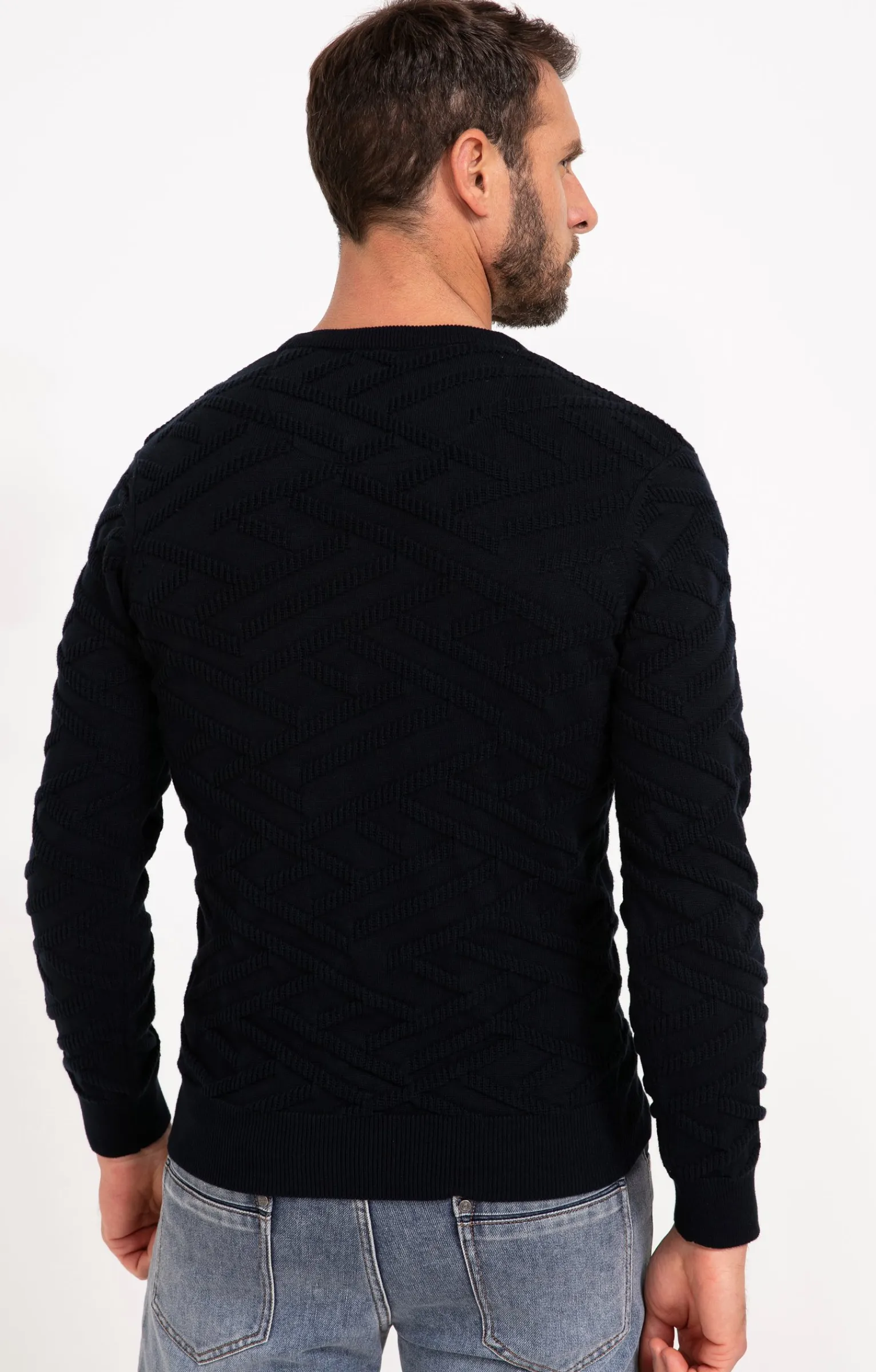 Pulls & Gilets<Armand Thiery Pull uni tricotage fantaisie - Marine