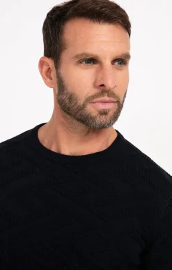 Pulls & Gilets<Armand Thiery Pull uni tricotage fantaisie - Marine