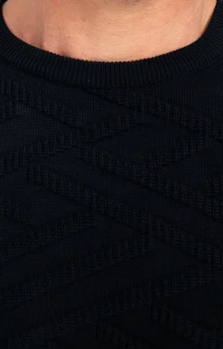Pulls & Gilets<Armand Thiery Pull uni tricotage fantaisie - Marine