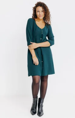 Robes<Armand Thiery Robe doublée avec boutons coeur - Sapin