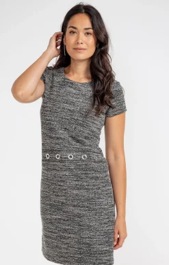 Robes<Armand Thiery ROBE DROITE EN MAILLE TWEED - Noir