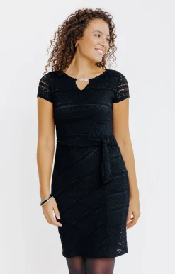Robes<Armand Thiery Robe en maille dentelle - Noir