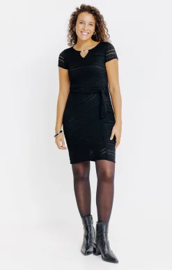 Robes<Armand Thiery Robe en maille dentelle - Noir