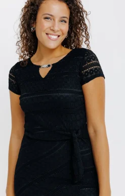 Robes<Armand Thiery Robe en maille dentelle - Noir