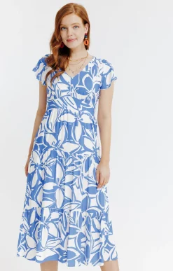 Robes<Armand Thiery ROBE LONGUE IMPRIMEE DOUBLEE COTON - Bleudur