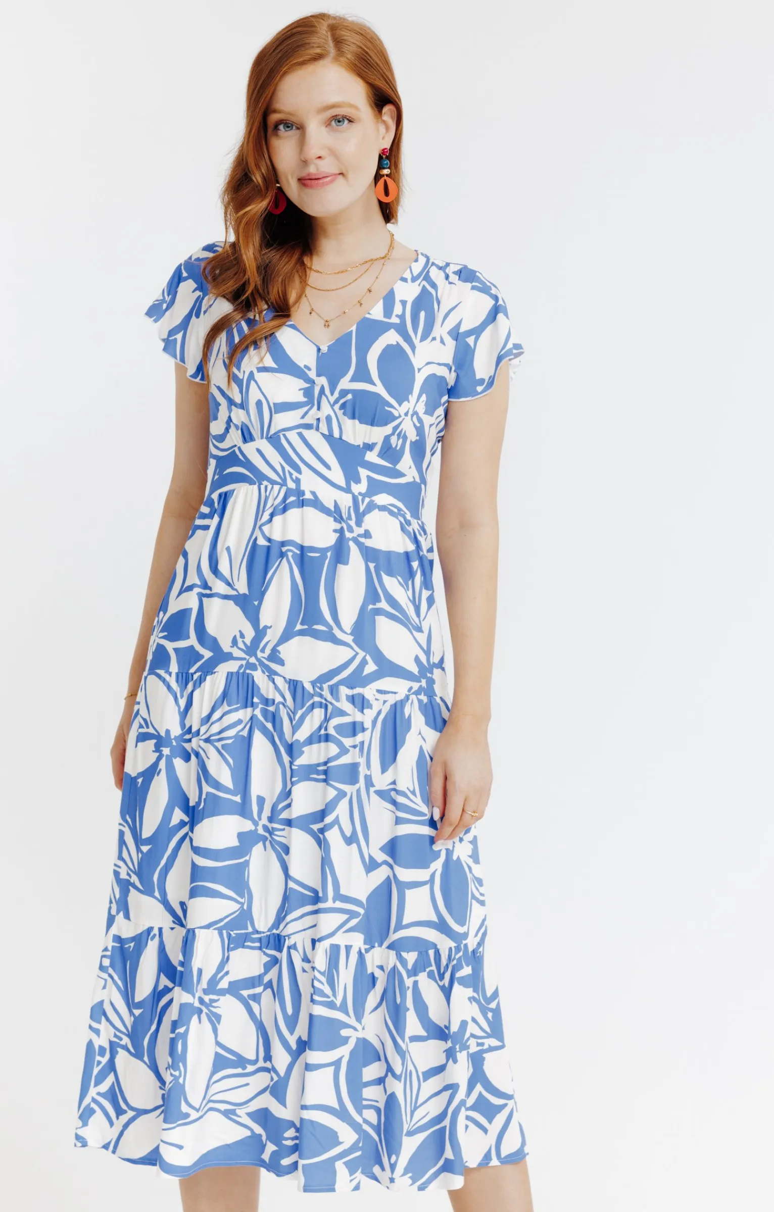 Robes<Armand Thiery ROBE LONGUE IMPRIMEE DOUBLEE COTON - Bleudur
