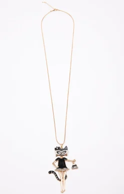 Accessoires<Armand Thiery Sautoir pendentif chat - Noir