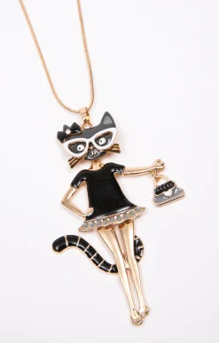 Accessoires<Armand Thiery Sautoir pendentif chat - Noir