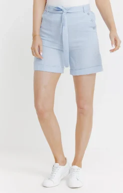 Pantalons<Armand Thiery Short à revers avec ceinture à nouer - Bleuciel