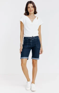 Pantalons<Armand Thiery Short coupe jogging en denim brut - Bleu