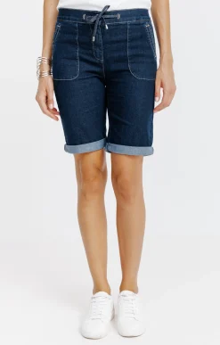Pantalons<Armand Thiery Short coupe jogging en denim brut - Bleu