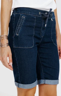 Pantalons<Armand Thiery Short coupe jogging en denim brut - Bleu