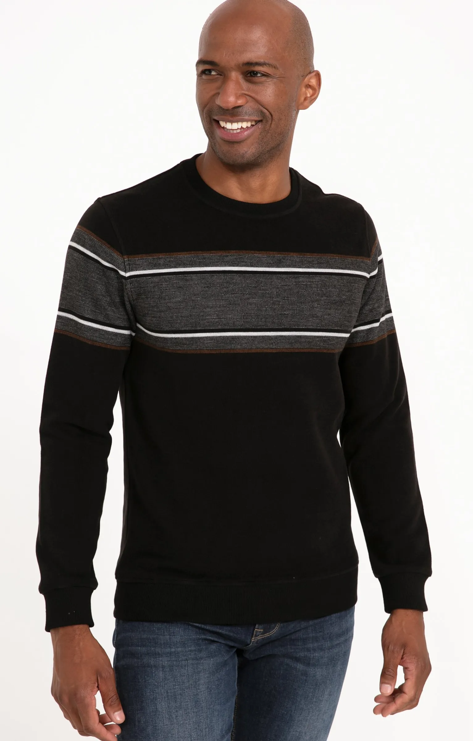 Polos & Tee-shirts<Armand Thiery Sweat manches longues Raye Front - Noir