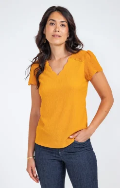 Tee-shirts<Armand Thiery Tee-shirt bimatière - Ocre