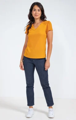 Tee-shirts<Armand Thiery Tee-shirt bimatière - Ocre