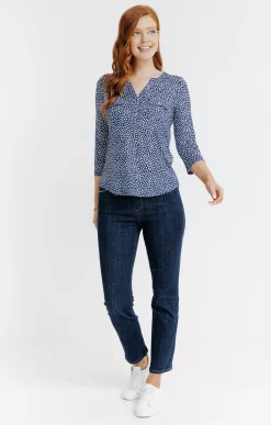 Tee-shirts<Armand Thiery Tee-shirt col mao - Bleu