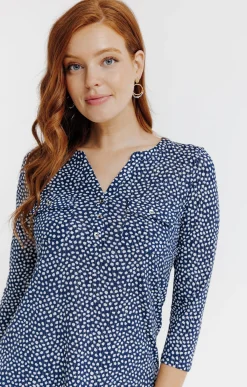 Tee-shirts<Armand Thiery Tee-shirt col mao - Bleu
