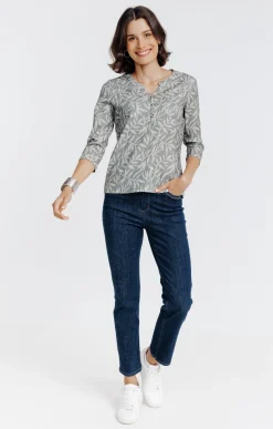 Tee-shirts<Armand Thiery Tee-shirt col mao imprimé - Kakiclair