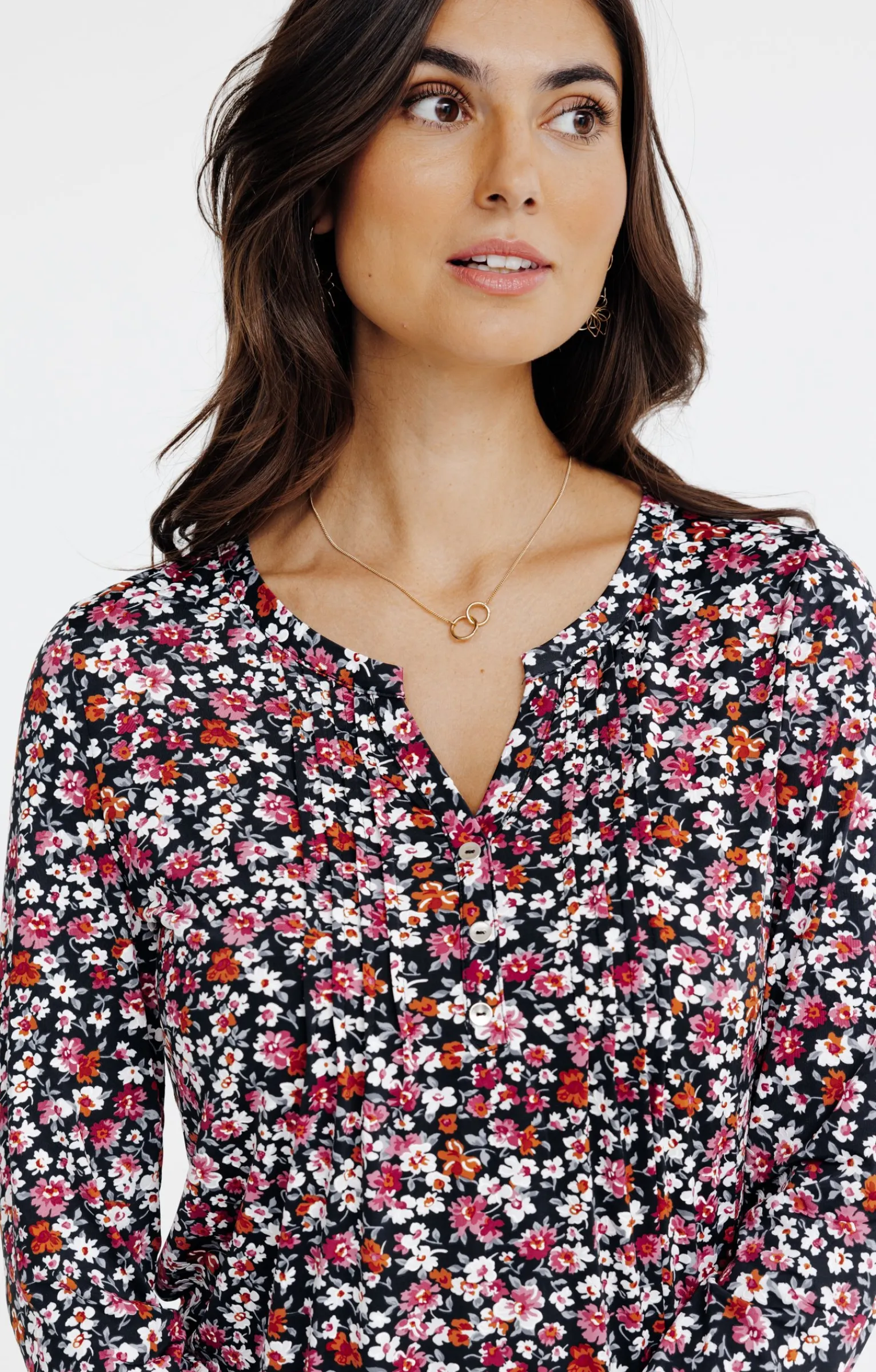 Tee-shirts<Armand Thiery TEE-SHIRT COL MAO IMRIME FLEURS - Noir