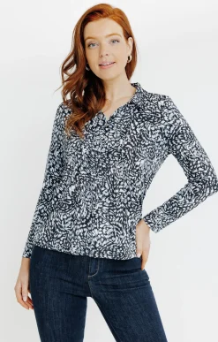 Tee-shirts<Armand Thiery TEE-SHIRT COL POLO IMPRIME PEAU DE BETE - Noir