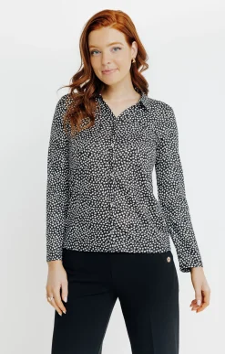 Tee-shirts<Armand Thiery TEE-SHIRT COL POLO IMPRIME POIS BICOLOR - Noir