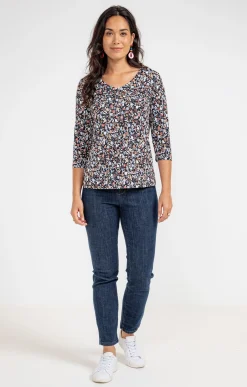 Tee-shirts<Armand Thiery TEE-SHIRT COL ROND AVEC PLI IMPRIME - Noir