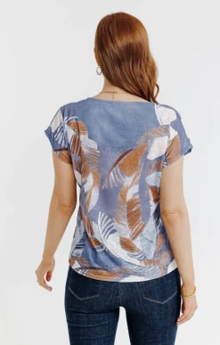 Tee-shirts<Armand Thiery Tee-shirt col rond imprimé placé - Bleuciel