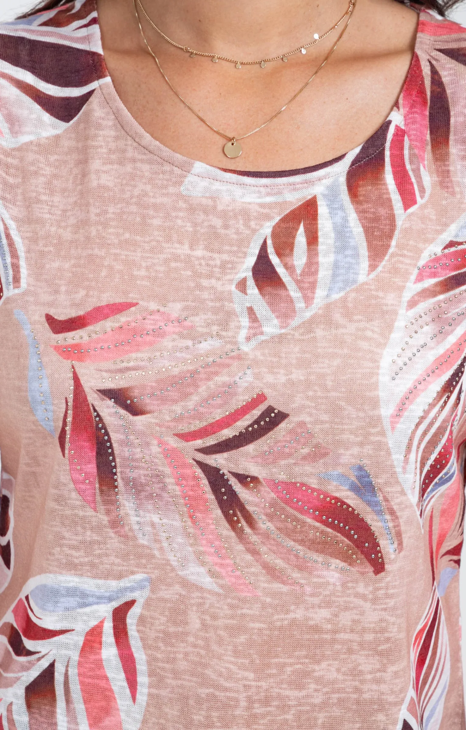 Tee-shirts<Armand Thiery Tee-shirt col rond imprimé placé - Camel