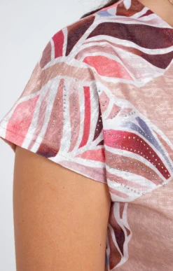 Tee-shirts<Armand Thiery Tee-shirt col rond imprimé placé - Camel