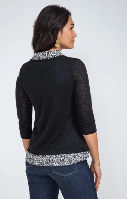 Tee-shirts<Armand Thiery Tee-shirt 2-en-1 col chemise - Noir