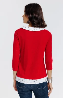 Tee-shirts<Armand Thiery Tee-shirt 2-en-1 col chemise - Rouge
