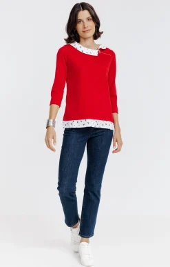 Tee-shirts<Armand Thiery Tee-shirt 2-en-1 col chemise - Rouge