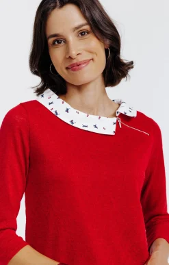 Tee-shirts<Armand Thiery Tee-shirt 2-en-1 col chemise - Rouge