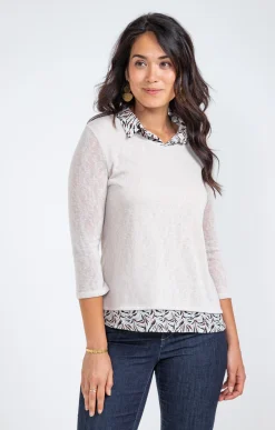 Tee-shirts<Armand Thiery Tee-shirt 2-en-1 col chemise imprimée - Beige