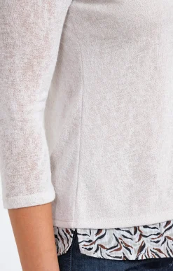 Tee-shirts<Armand Thiery Tee-shirt 2-en-1 col chemise imprimée - Beige