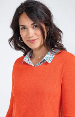 Tee-shirts<Armand Thiery Tee-shirt 2-en-1 col imprimé - Mandarine