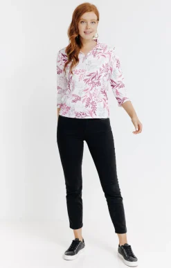 Tee-shirts<Armand Thiery Tee-shirt imprimé feuillages manches 3/4 - Écru
