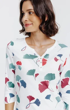 Tee-shirts<Armand Thiery Tee-shirt imprimé floral col rond patte - Écru