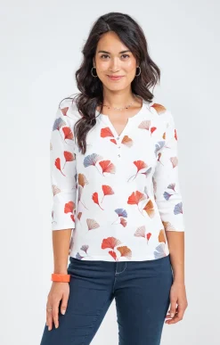 Tee-shirts<Armand Thiery Tee-shirt imprimé floral col rond patte - Melon