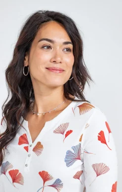 Tee-shirts<Armand Thiery Tee-shirt imprimé floral col rond patte - Melon