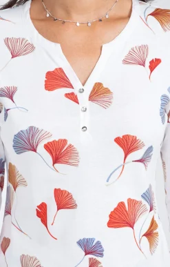 Tee-shirts<Armand Thiery Tee-shirt imprimé floral col rond patte - Melon