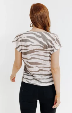 Tee-shirts<Armand Thiery Tee-shirt imprimé placé col rond - Kakiclair