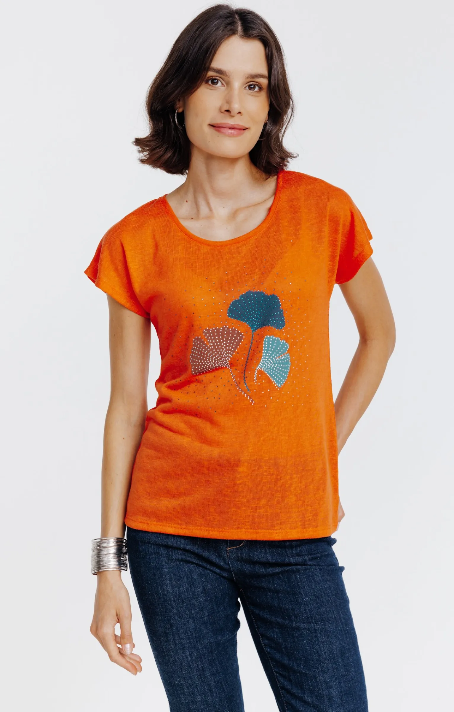 Tee-shirts<Armand Thiery Tee-shirt imprimé strass - Mandarine