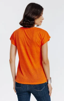 Tee-shirts<Armand Thiery Tee-shirt imprimé strass - Mandarine