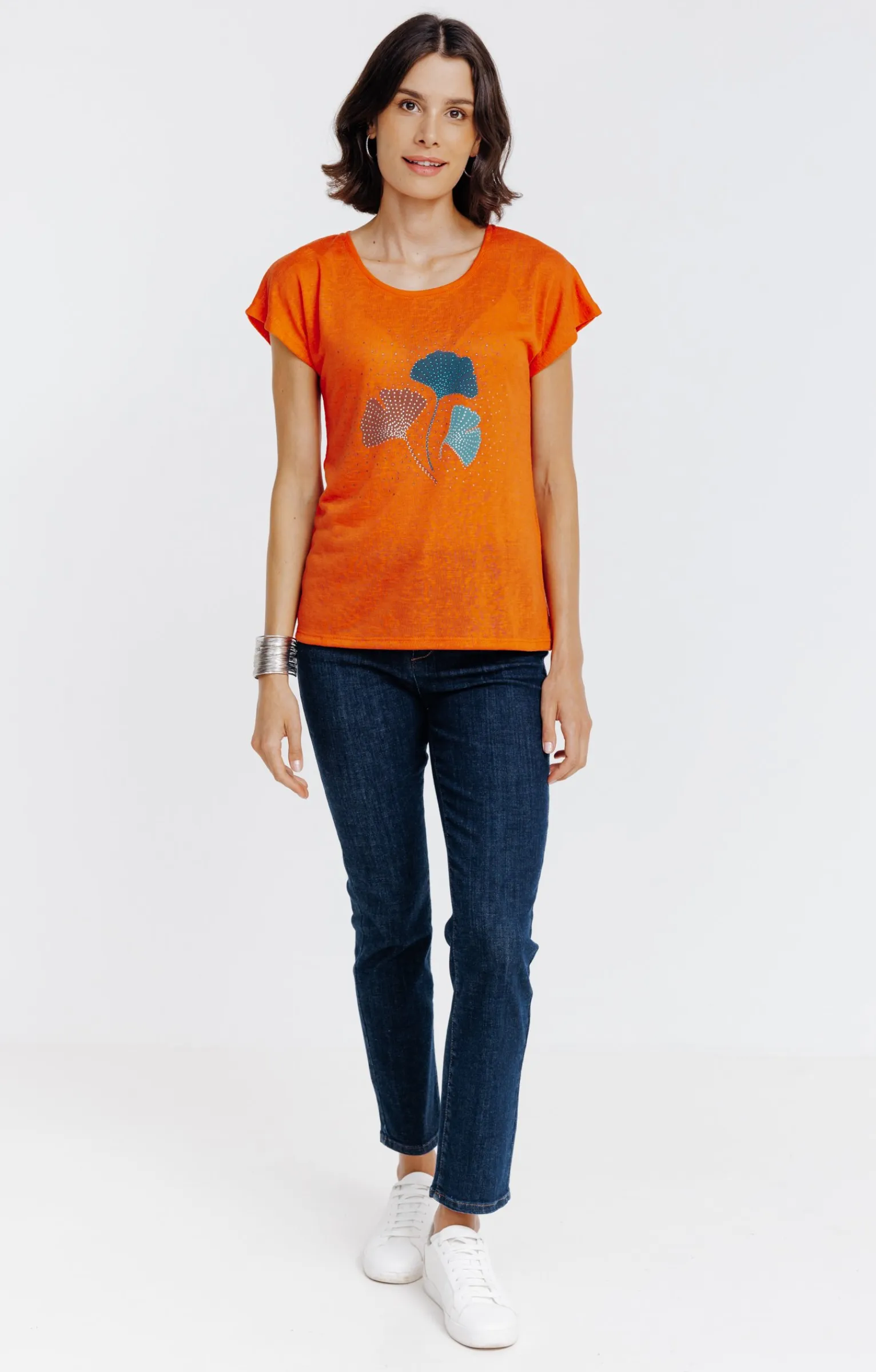Tee-shirts<Armand Thiery Tee-shirt imprimé strass - Mandarine