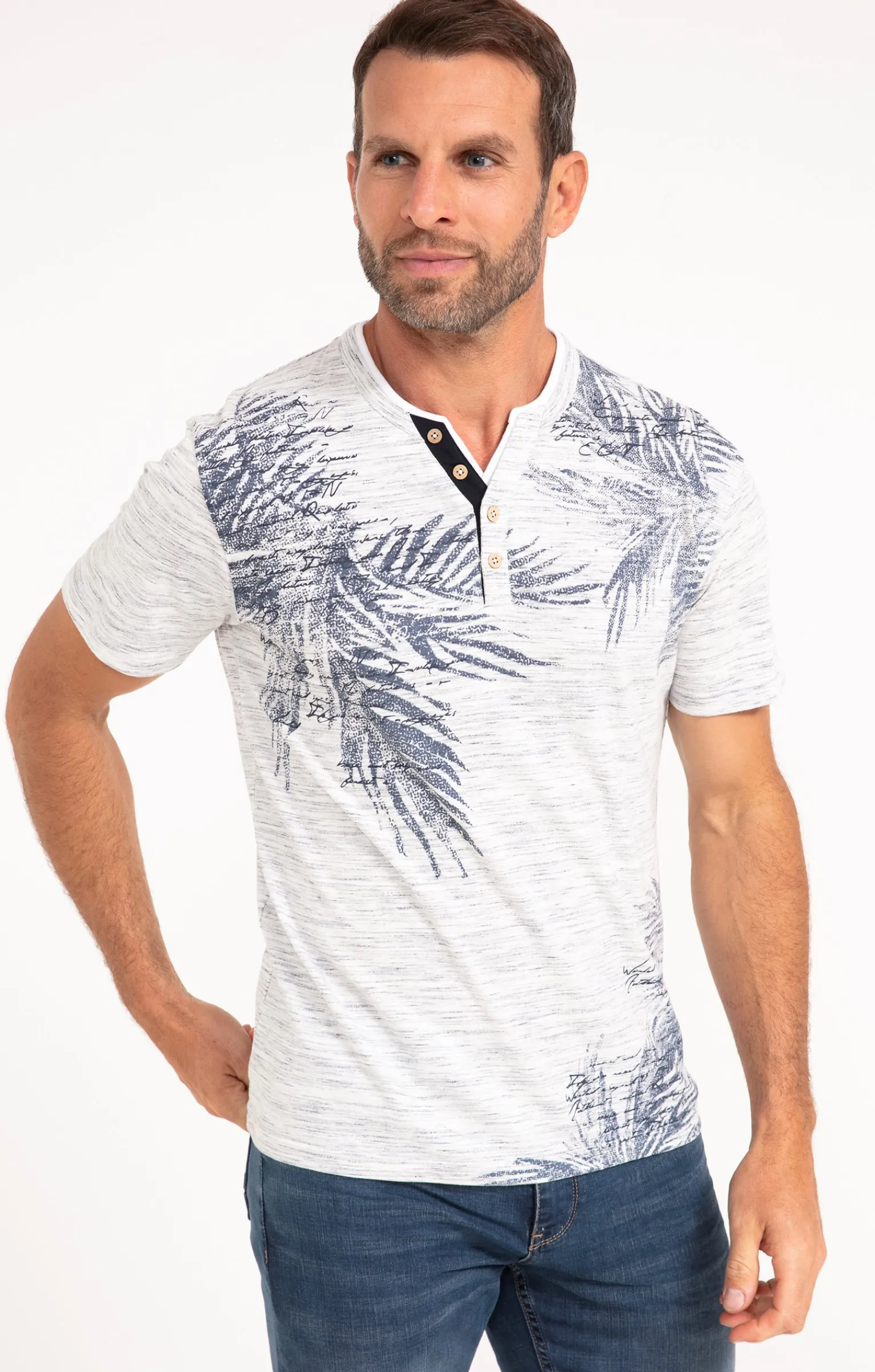 Polos & Tee-shirts<Armand Thiery Tee-shirt manches courtes Biggie Palm - Bleu