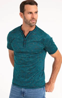 Polos & Tee-shirts<Armand Thiery Tee-shirt manches courtes Black Leaf - Pétrole