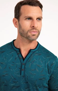 Polos & Tee-shirts<Armand Thiery Tee-shirt manches courtes Black Leaf - Pétrole