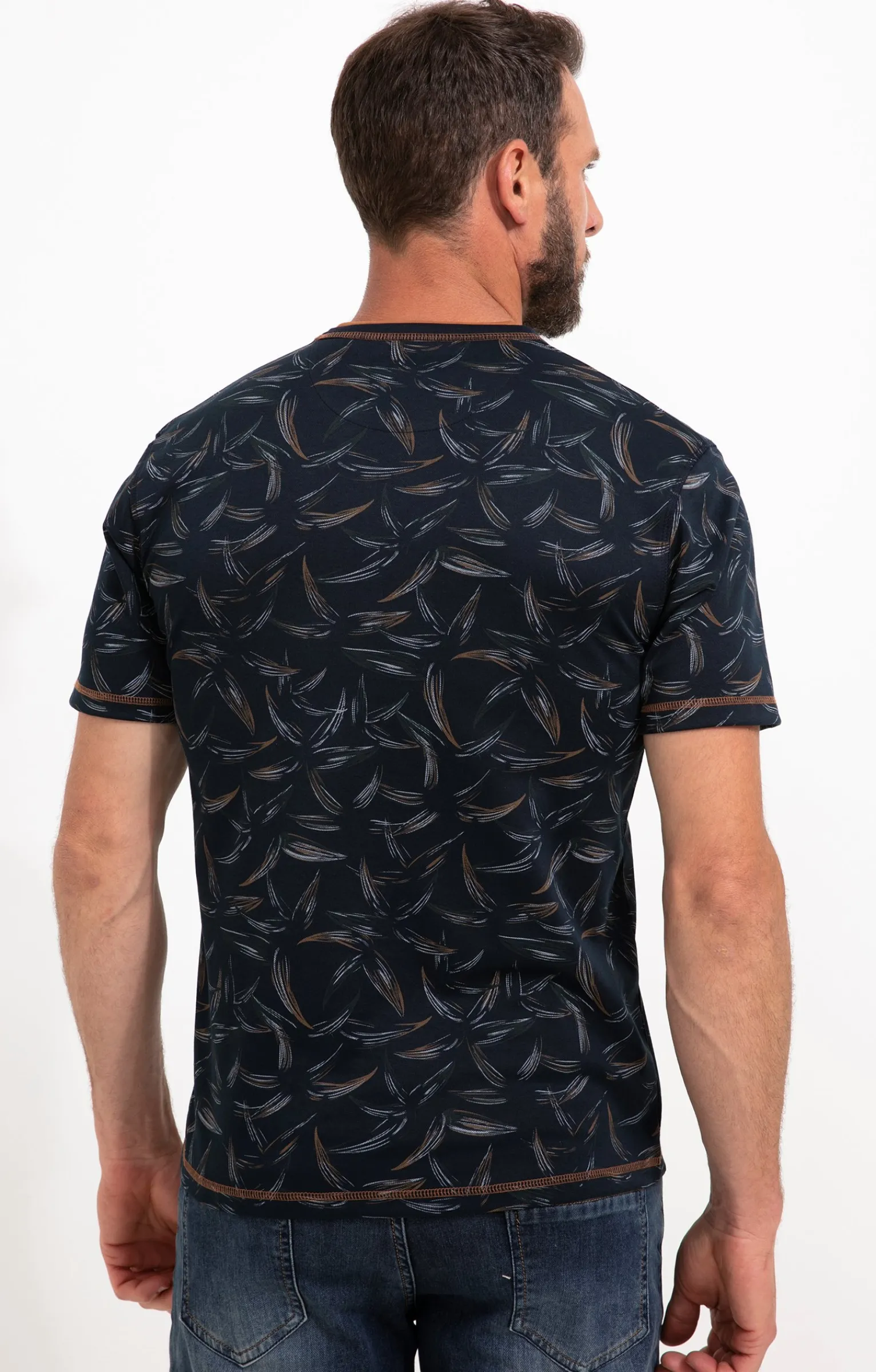 Polos & Tee-shirts<Armand Thiery Tee-shirt manches courtes Black Leaf - Camel